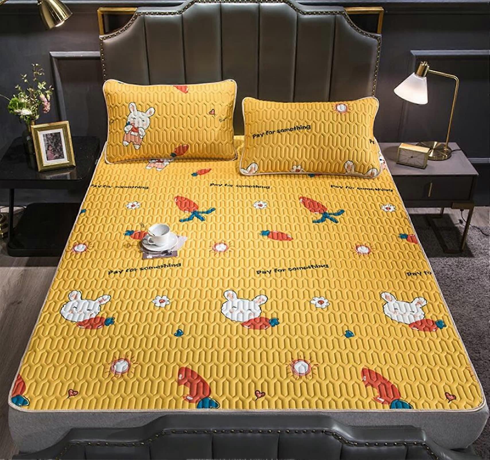 Ice Silk Cooling Mat Bedding 3 Piece Set With Pillow Case 150x200 cm For Single Or Double Beds