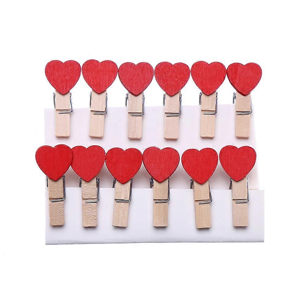 Mini Love Heart Wooden Clips 300 Pcs For Office Home Use In Red Color For Holding Memos