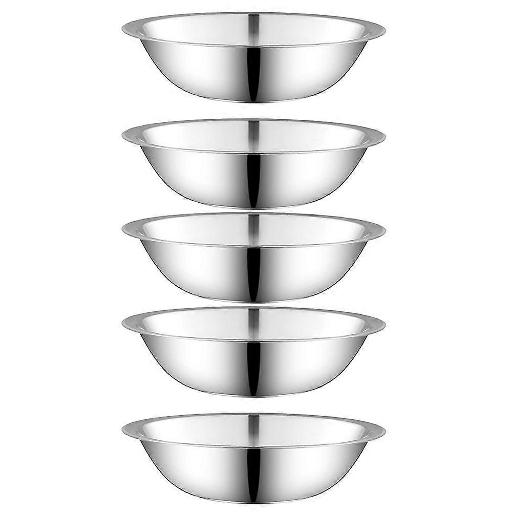 Multifunctional Stainless Steel Bowls 5Pcs Round Kitchenware Silver For Holding Soups