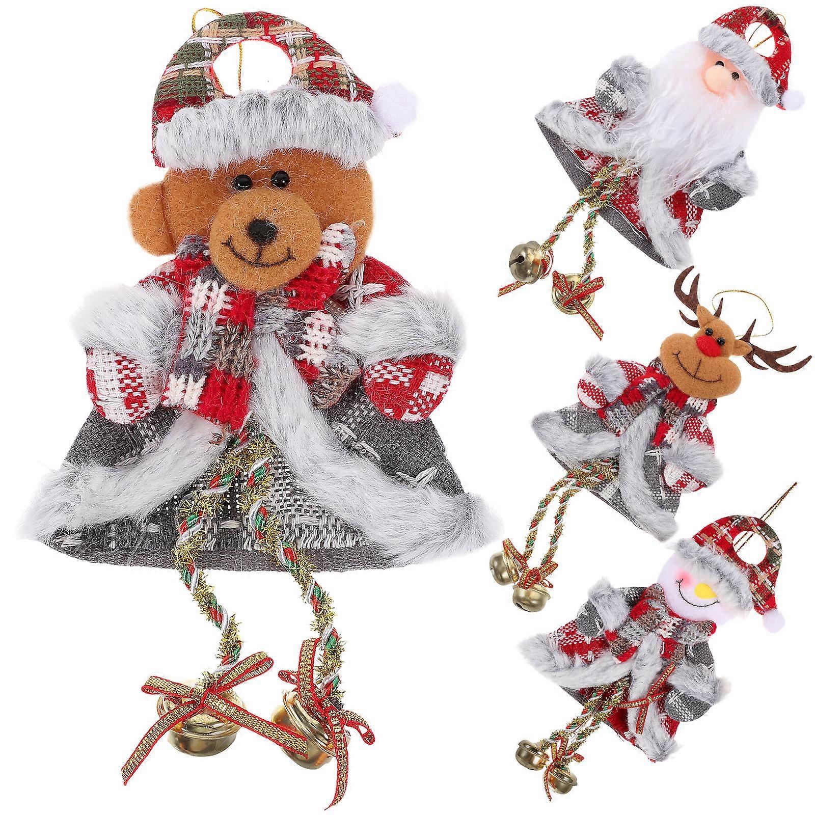 DIY Xmas Hanging Pendants 16 Pcs Adorable Stuffed Bell Ornaments For Christmas Tree Window Decor With Various Cute Shapes