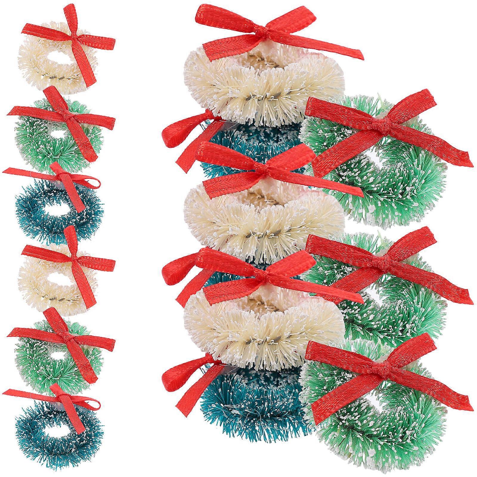 Mini Christmas Wreath Decorations for Decor 60Pcs Sisal Material