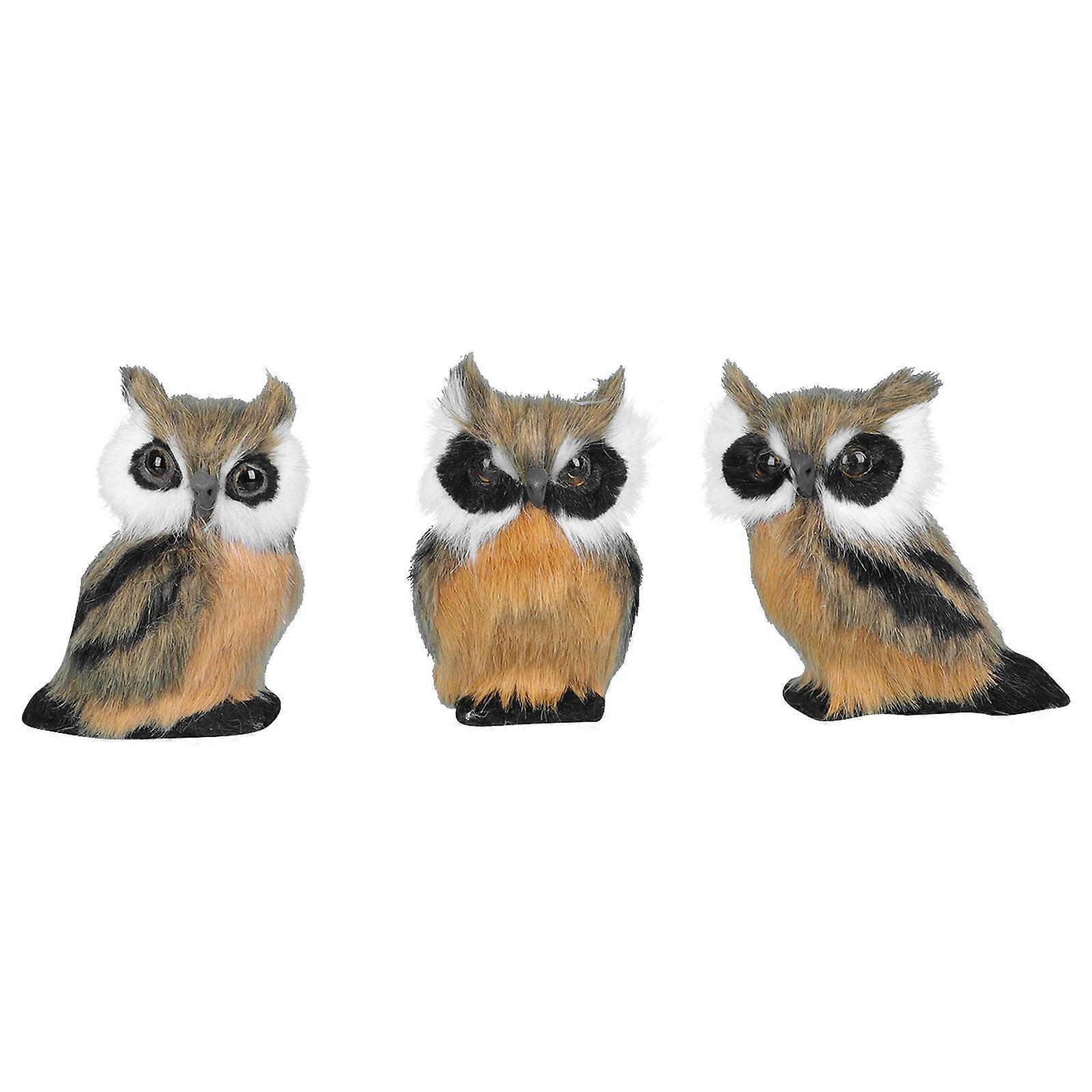 Coffee Color Owl Ornament Creative Desktop Bird Decor 9Pcs Set