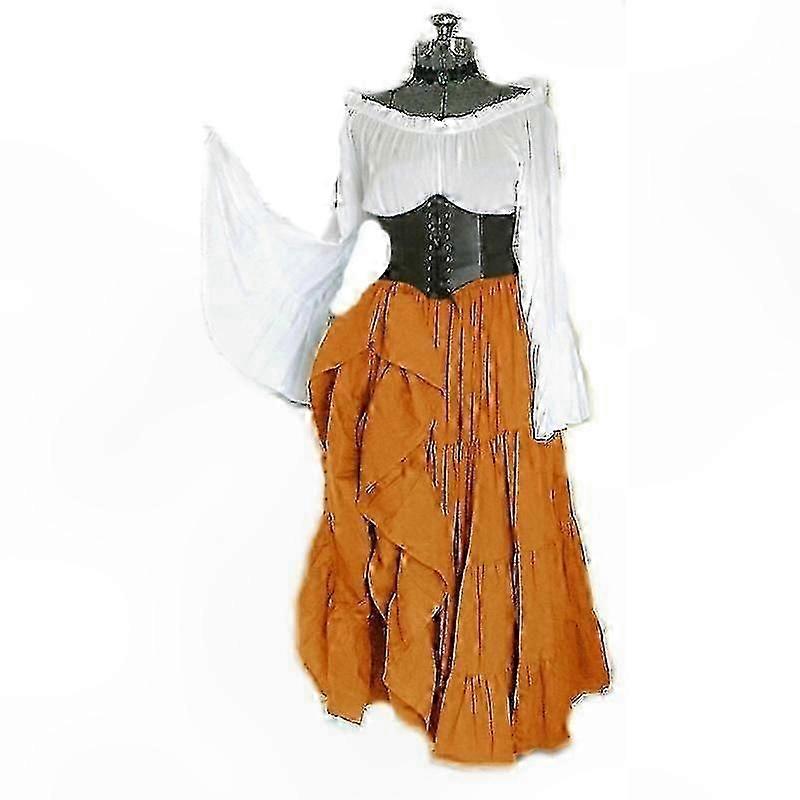 Vintage Retro Women's Flare Sleeve Gypsy Dress with Corset Waist and  Medieval Court Style Outfit for Cosplay and Costumes | Fruugo NO