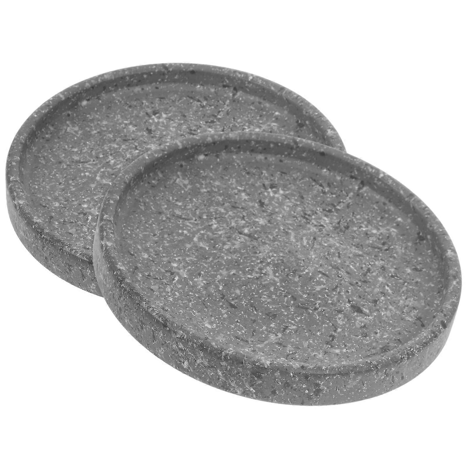 Flowerpot Drip Tray Ceramic Flowerpot Tray for Storage 2Pcs Grey Base