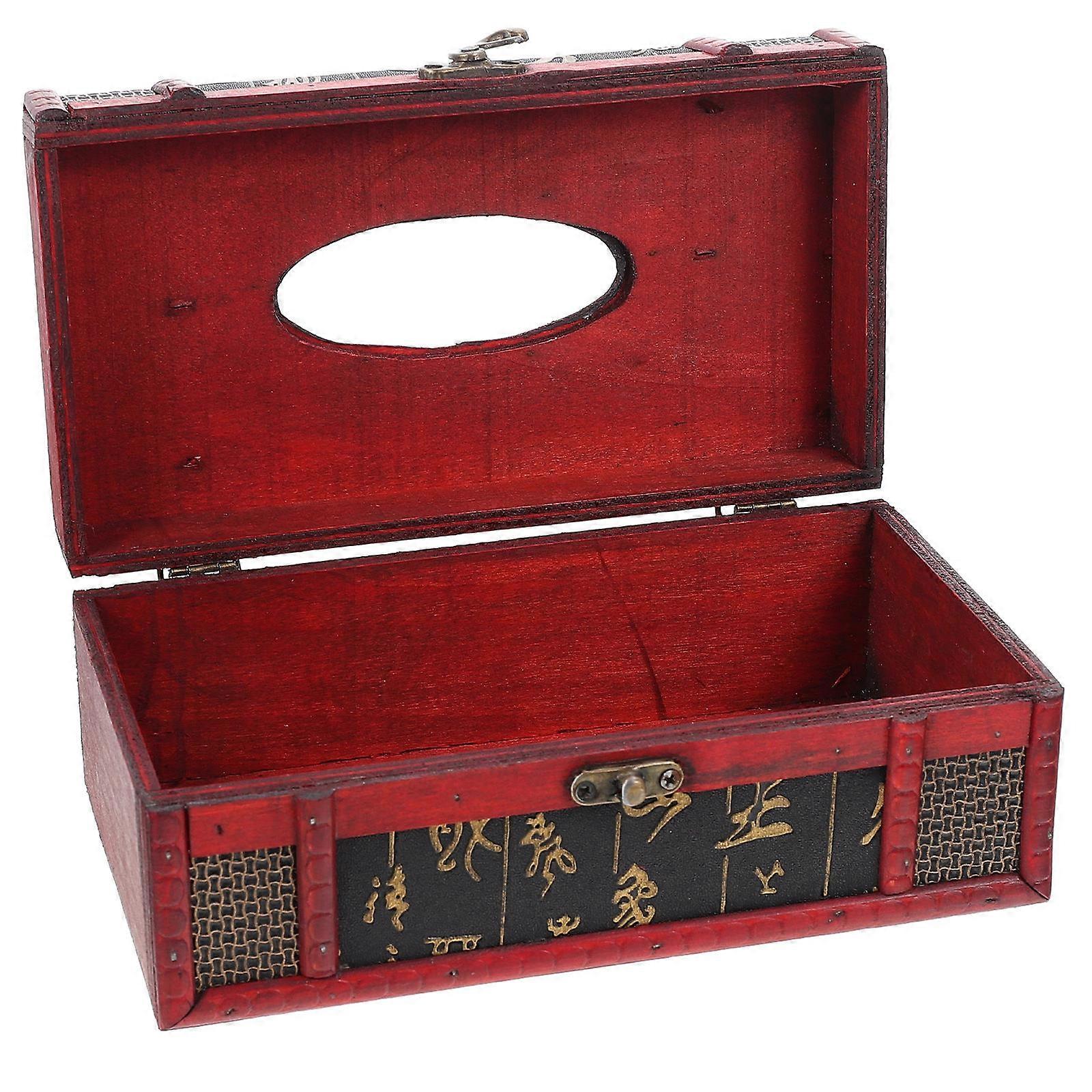 Delicate Tissue Container Multifunctional Desktop Tissue Box Storage Decoration Plywood 1Pcs