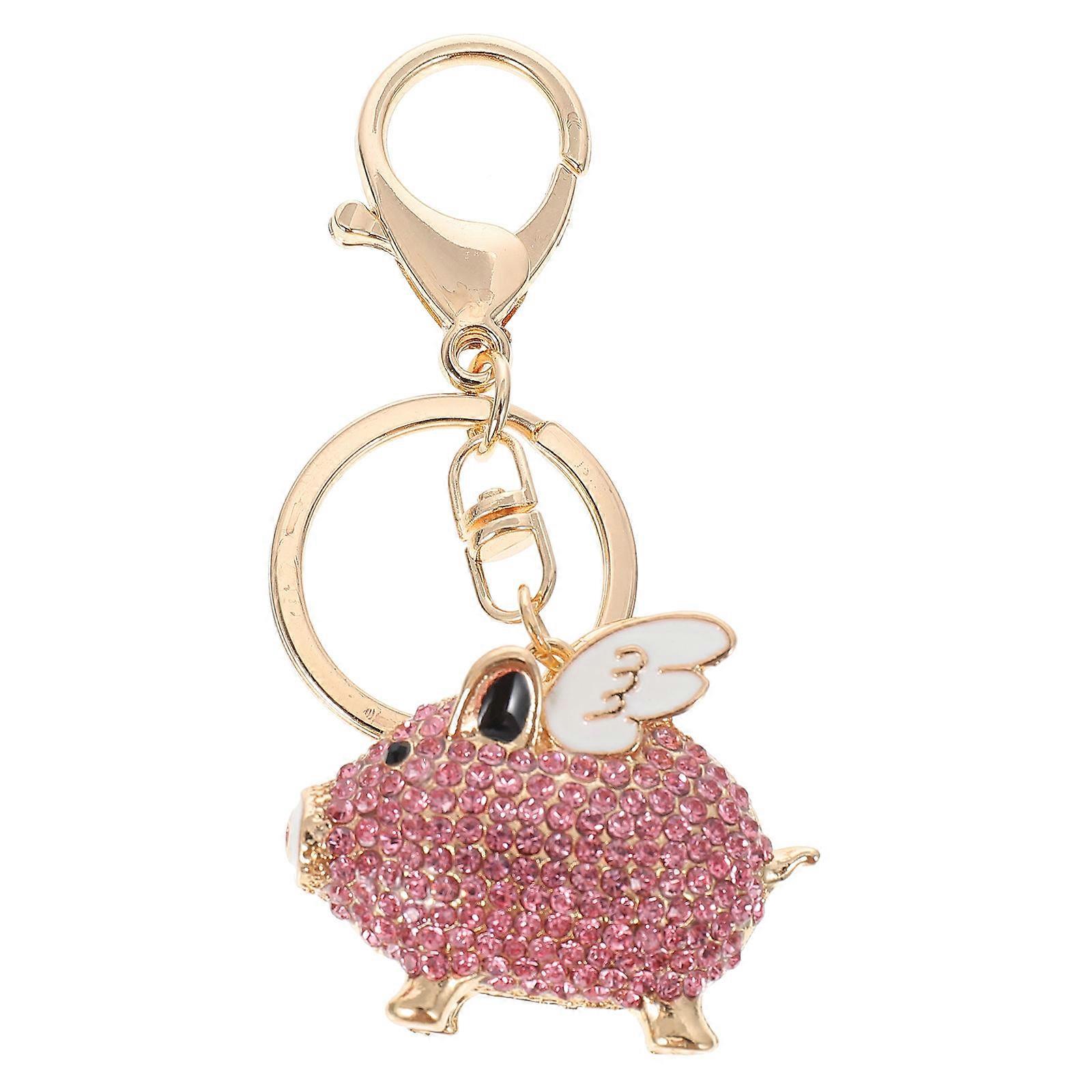 Rhinestone Studded Key Chain Pig Pendant for Decoration Use 1 Piece
