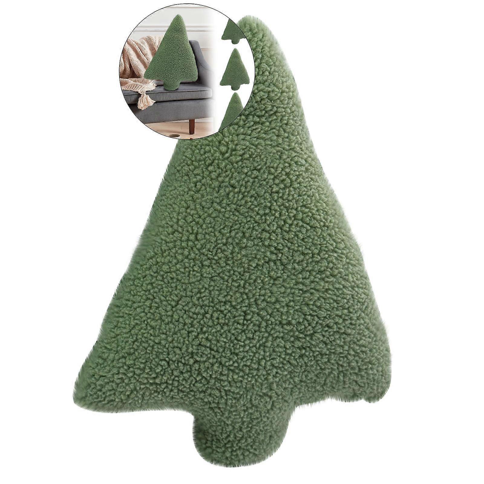 Christmas Tree Shaped Throw Pillows 30cm, Neutral Decorative Cushions, Merry Xmas Plush Wool Pillows for Sofa, Couch, Bedroom