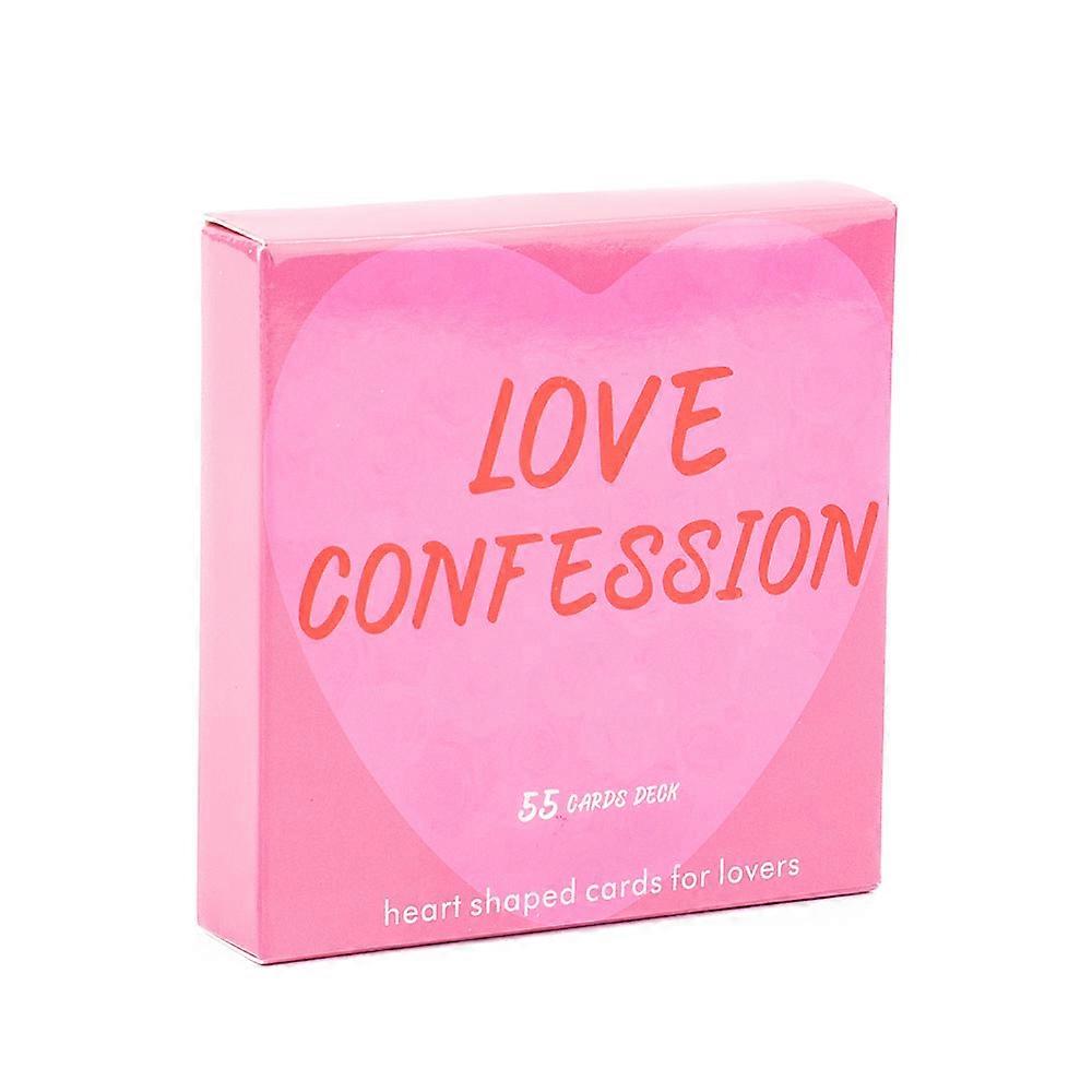 Love Confession Board Game  English Version 55 Heart Shaped Cards Deck for Divination Fate Love Keywords Meaning 9*8.1cm