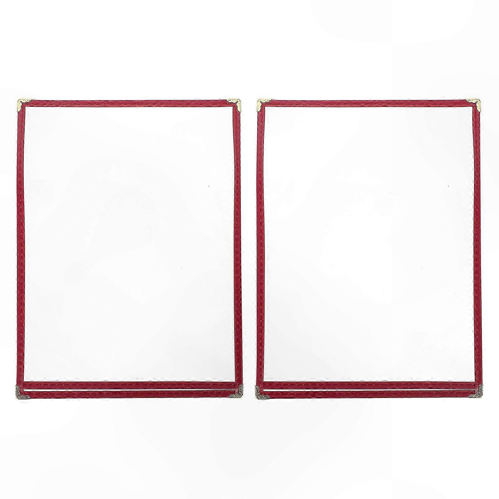 2-Pack Clear Menu Covers with Paper Inserts for Restaurant Price Lists and Cookbooks
