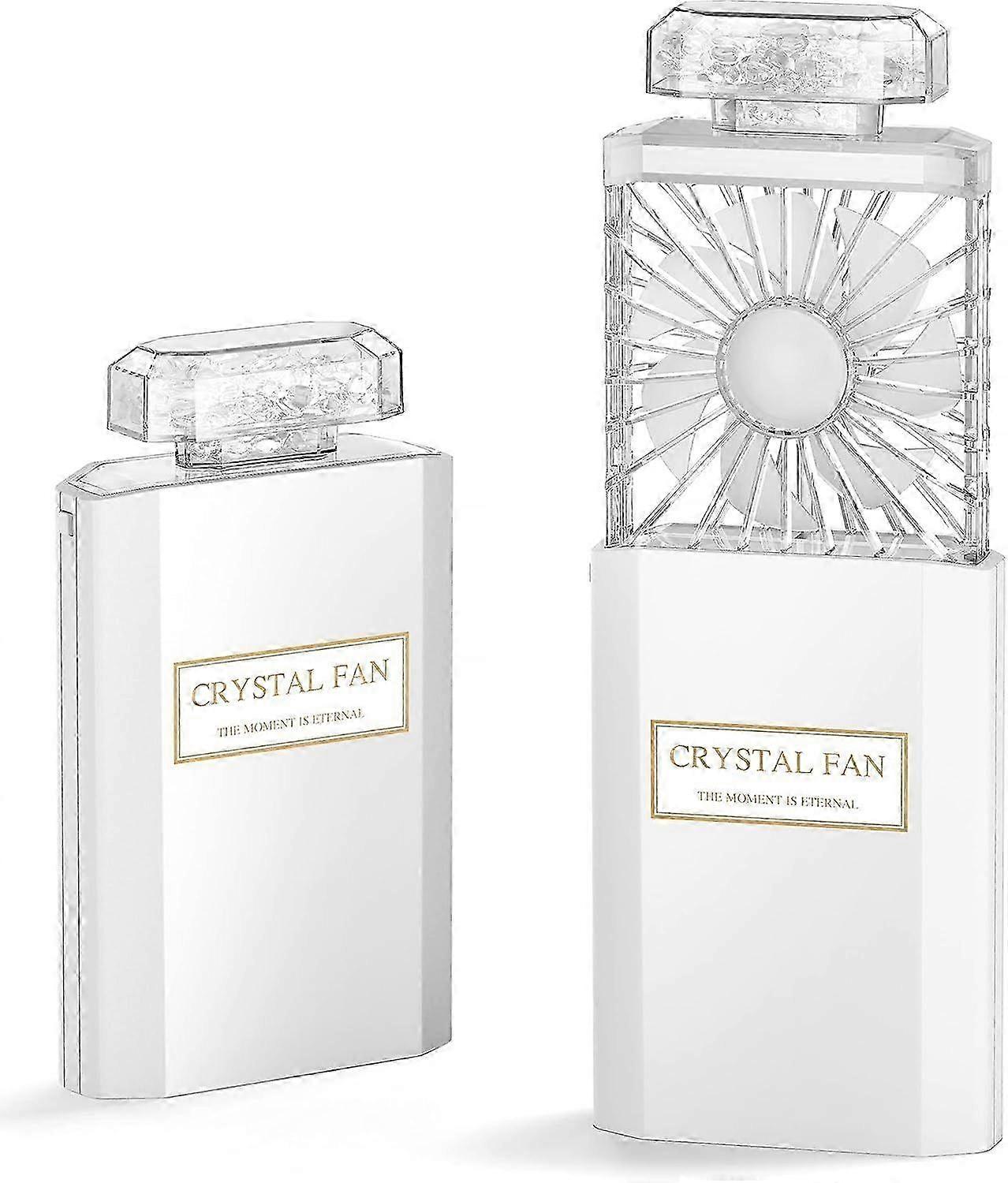 Women's Perfume Shaped Handheld Rechargeable Fan, Three-speed Powerful Wind Speed, Pull-out Portable Fan, White 25-26