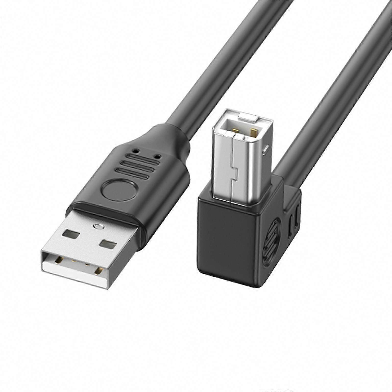 USB 2.0 Printer Cable with Foil & Braided Shielding, 90-Degree Elbow for Fast Data Transmission