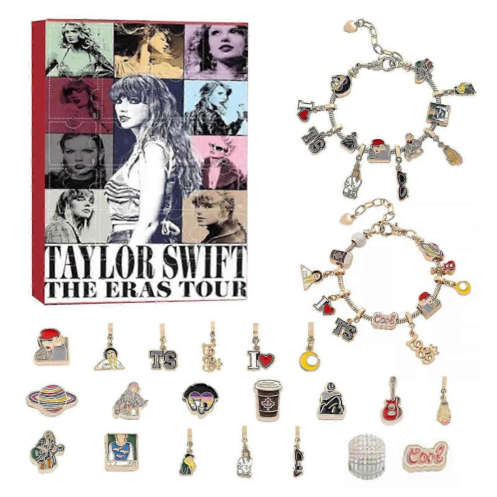 24 dagars julkalender med julgransprydnader för Swifties, gör-det-själv, innovativt armband, presentask för fläktar, barn, vuxna_c*