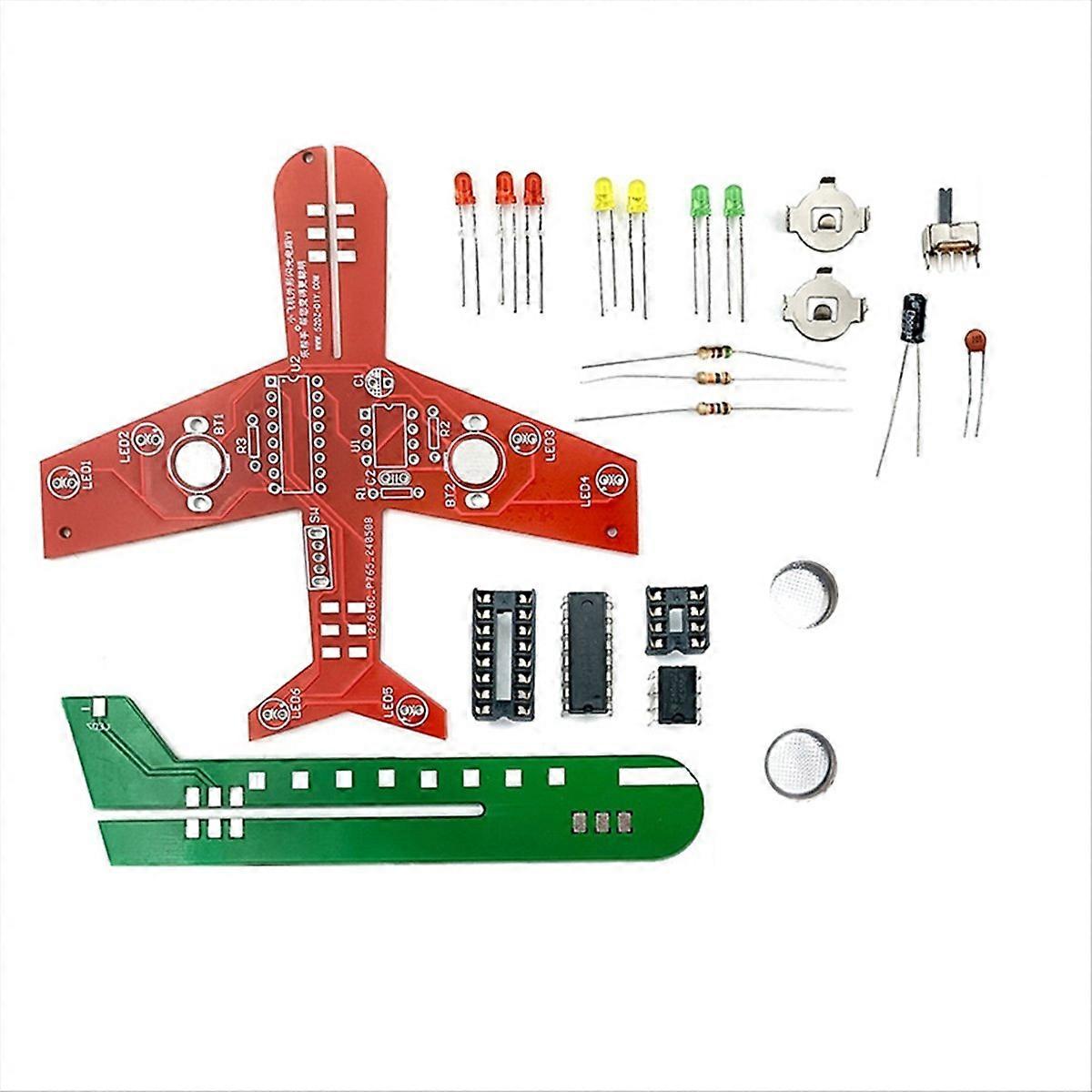 DIY Electronic Kit Small Airplane Flow Lamp Welding Practice Electronic Science Assembly Kit Flashin