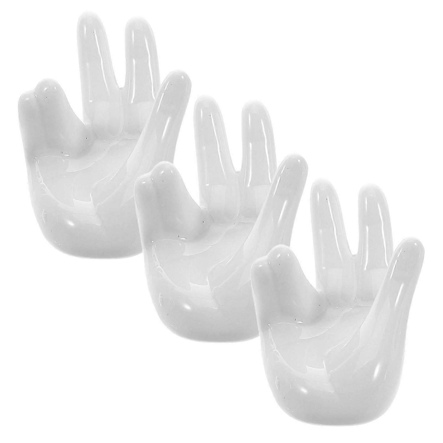 3Pcs Creative Ceramic Egg Cup Holder For Home Decoration And Easter Celebration With Unique Hand Shape Design