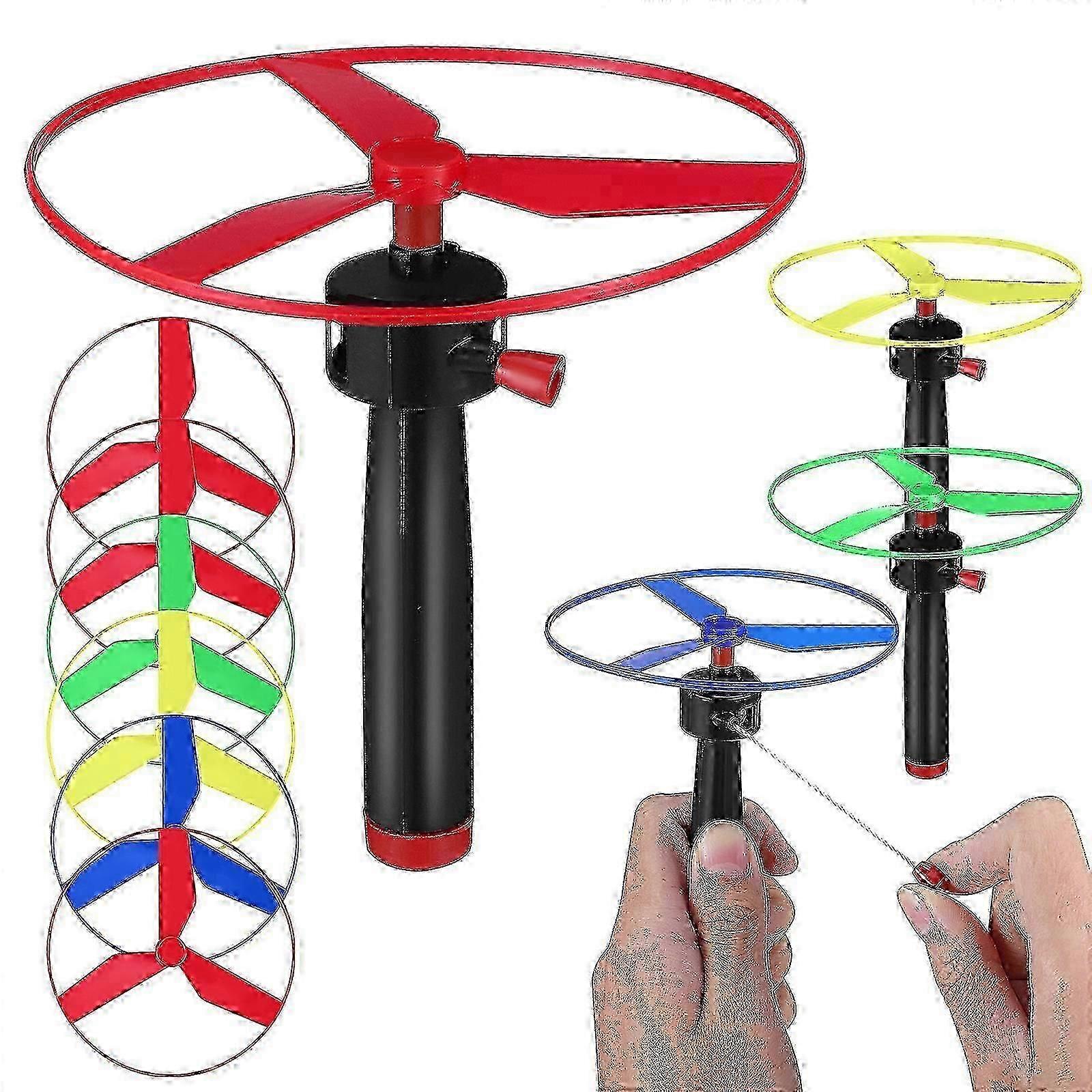 1 Set Flying Saucer Toy with Pull String - Outdoor Propeller Flying Disc for Interactive Play & Trainingi