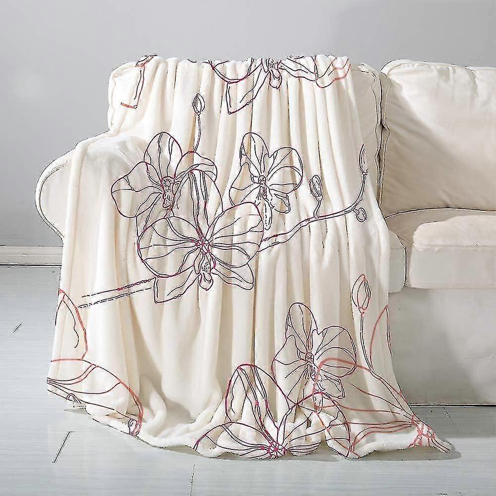Tæppe flanneltæppe sofa pleddegnet kunstnerisk abstrakt lyserød orkideer blomst natur botanik biologi blomstring boho design alsidig tæppe fluffy blød