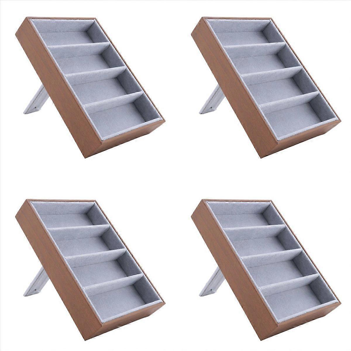 Sunglasses Display Glasses Cases 4 Grids Sunglasses Display - Brown