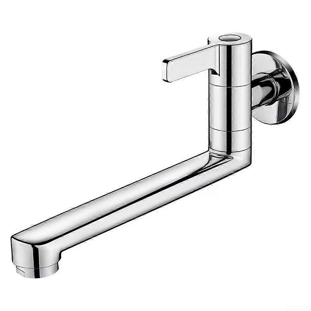 Rotatable Balcony S Single Cold Water Faucet Stainless Mounted, 30CM Extended Reach, Splash Wall, Kitchen Pattern Usage