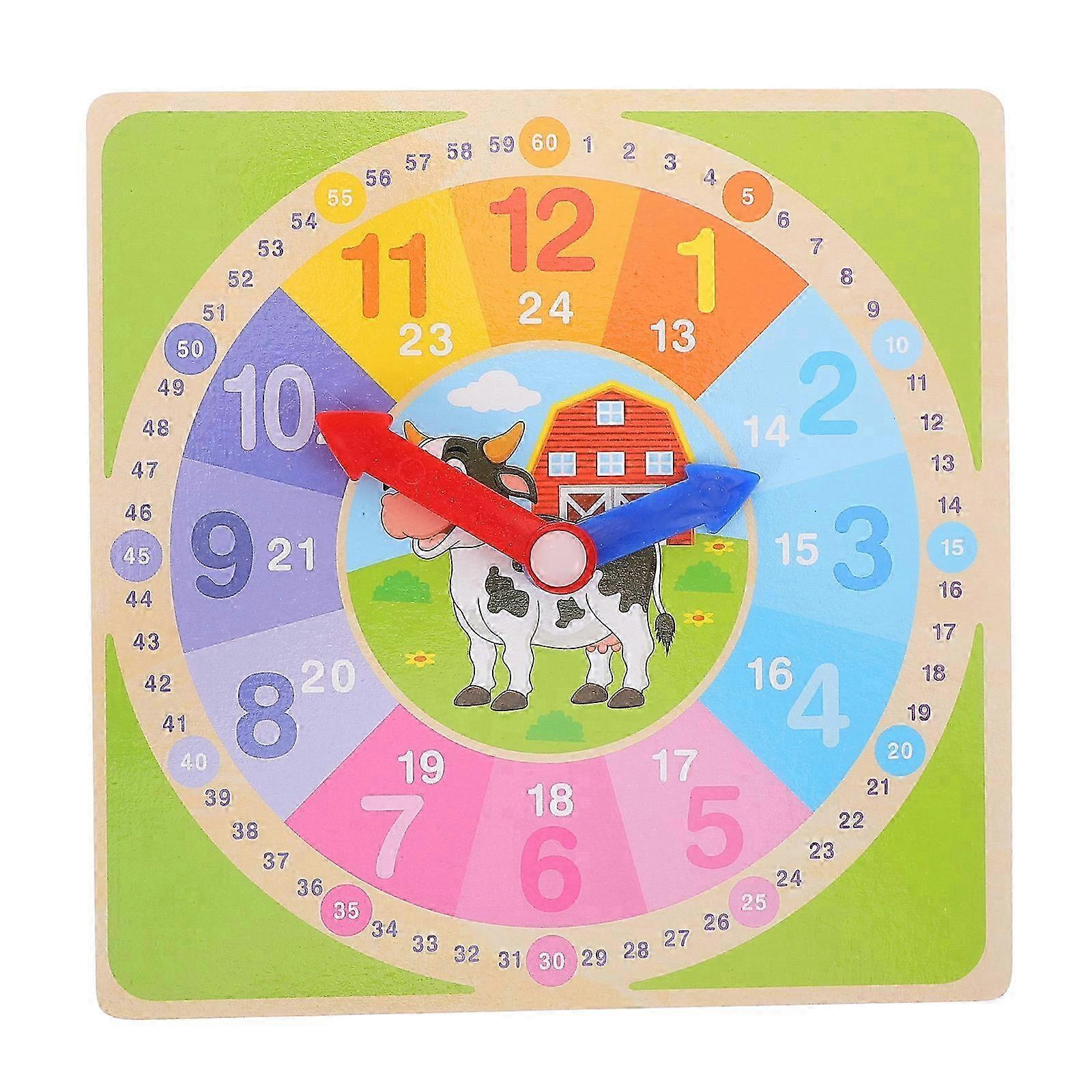 Wooden Teaching Clock Math Learning Teaching Clock Learning Time Clock Toy