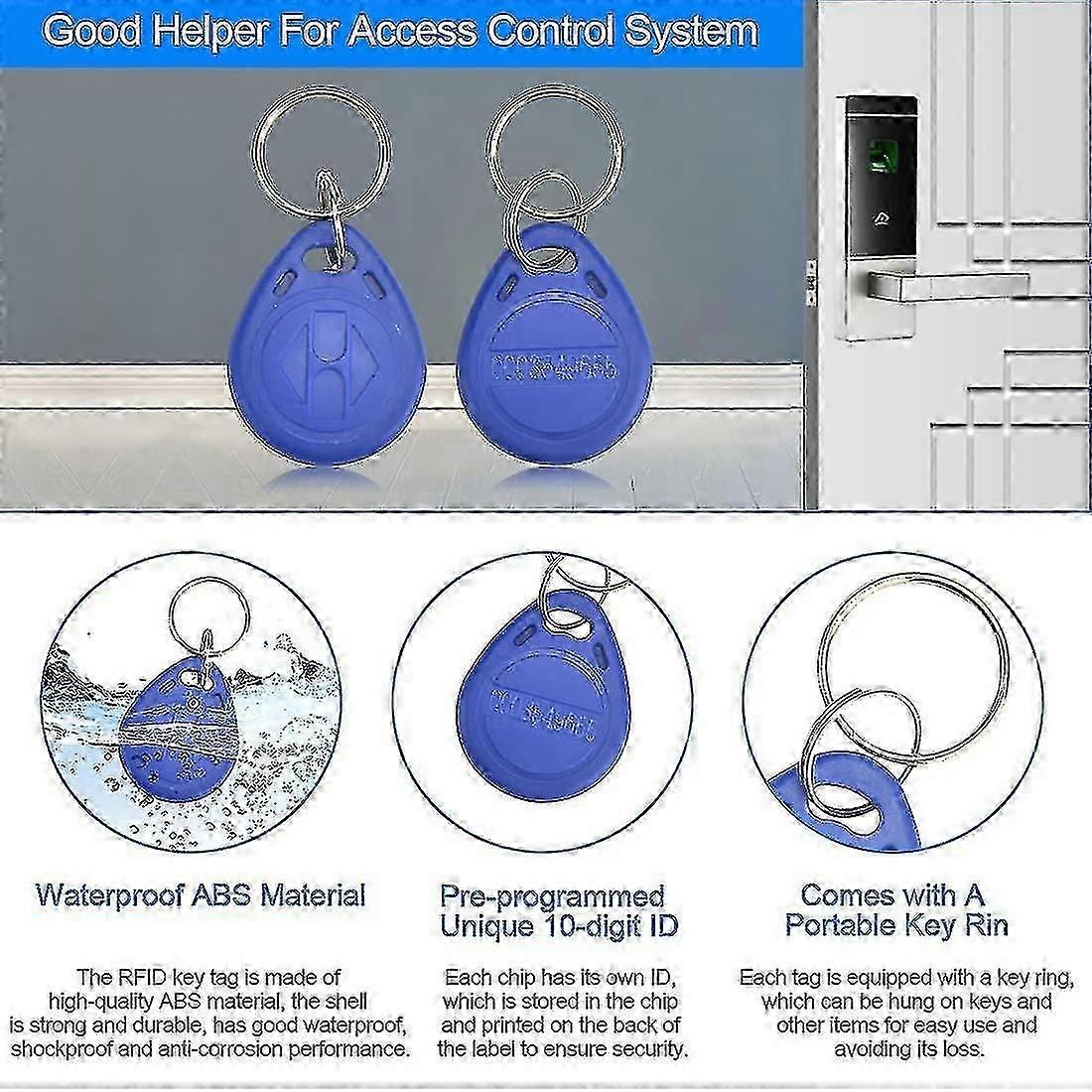 50pcs TK4100 RFID Keyfob 125Khz for Access Control and Door Entry System