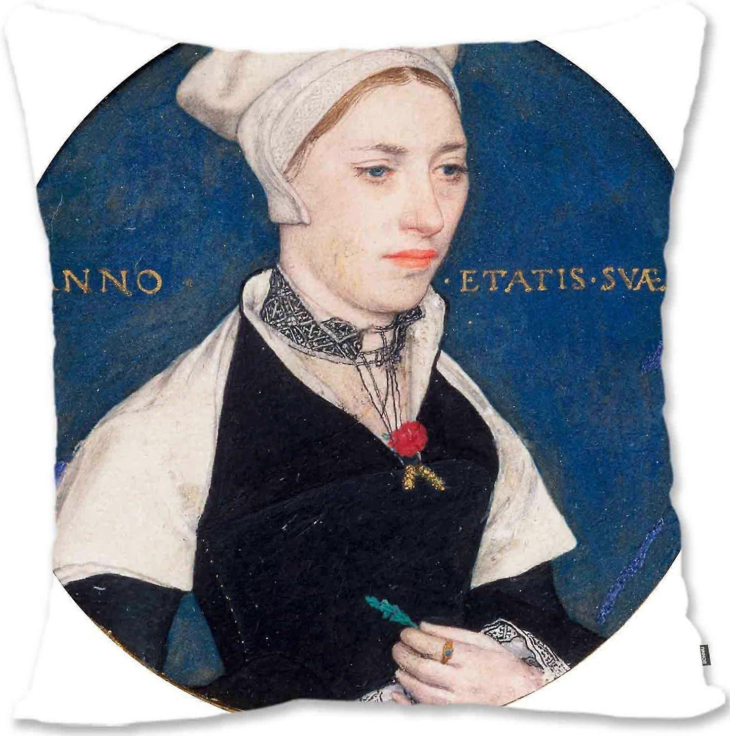 h12装飾的なスロー枕カバールネッサンスバロック様式の女性の肖像画アート - ホルバイン - イギリスのジェーンシーモア女王HH-夫人ジェーンスモール夫人ペンベルト