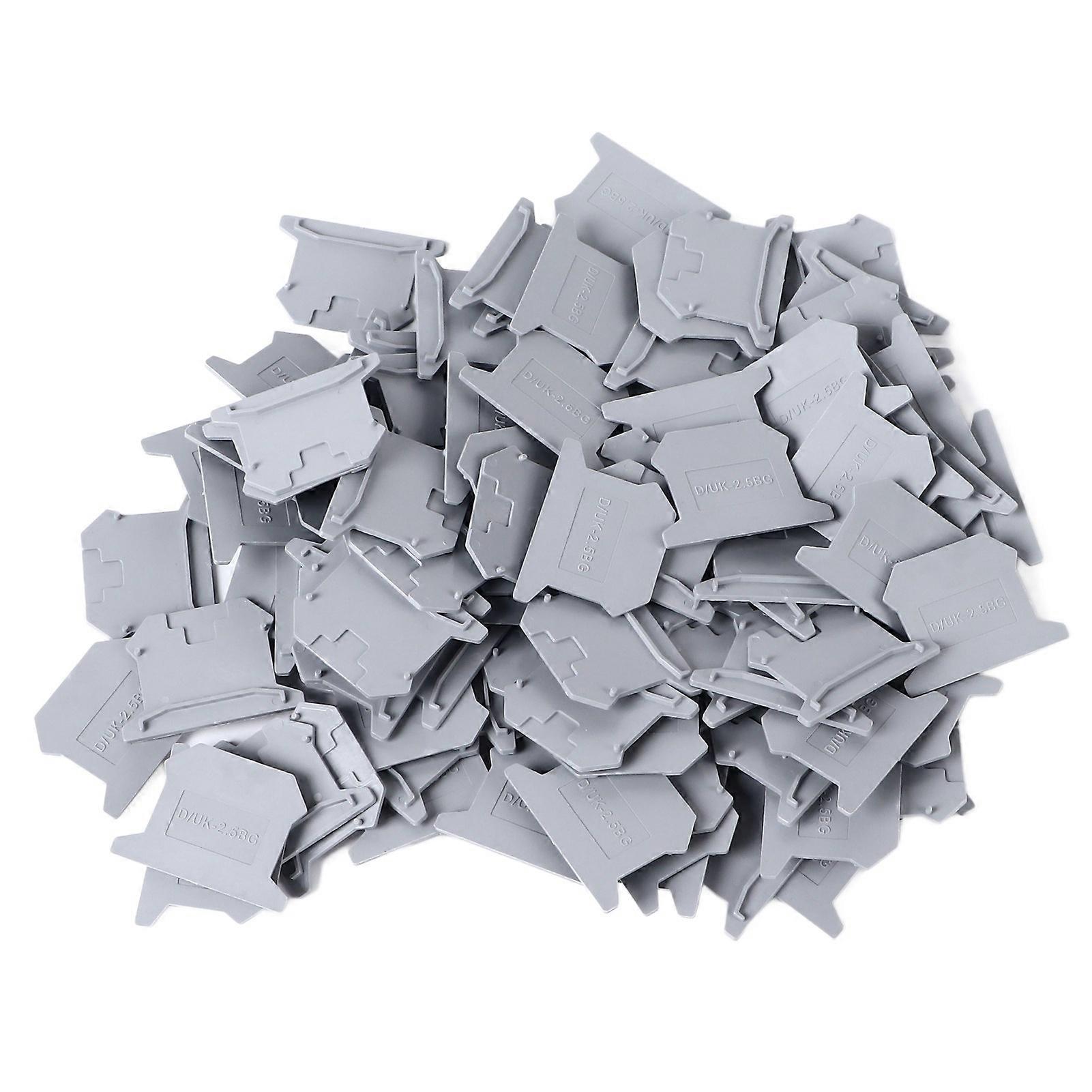 100Pcs Terminal Block Stopper Baffle Rail Fixed Mounting End Bracket PA66 for UK2.5B 