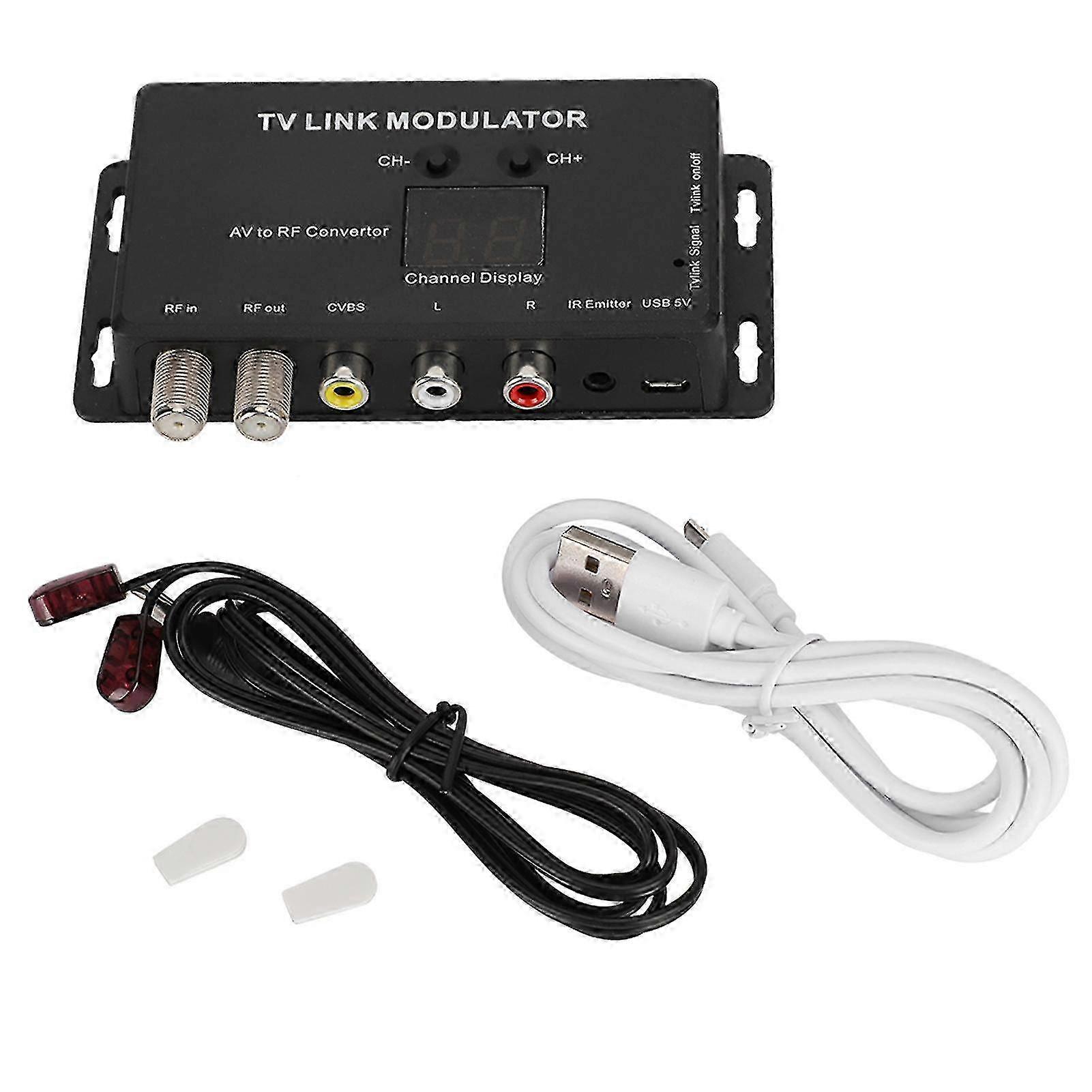 TM70 UHF TV Link Modulator AV to RF Converter with IR Extender and Channel Display for Clear Signal Transmission miao4