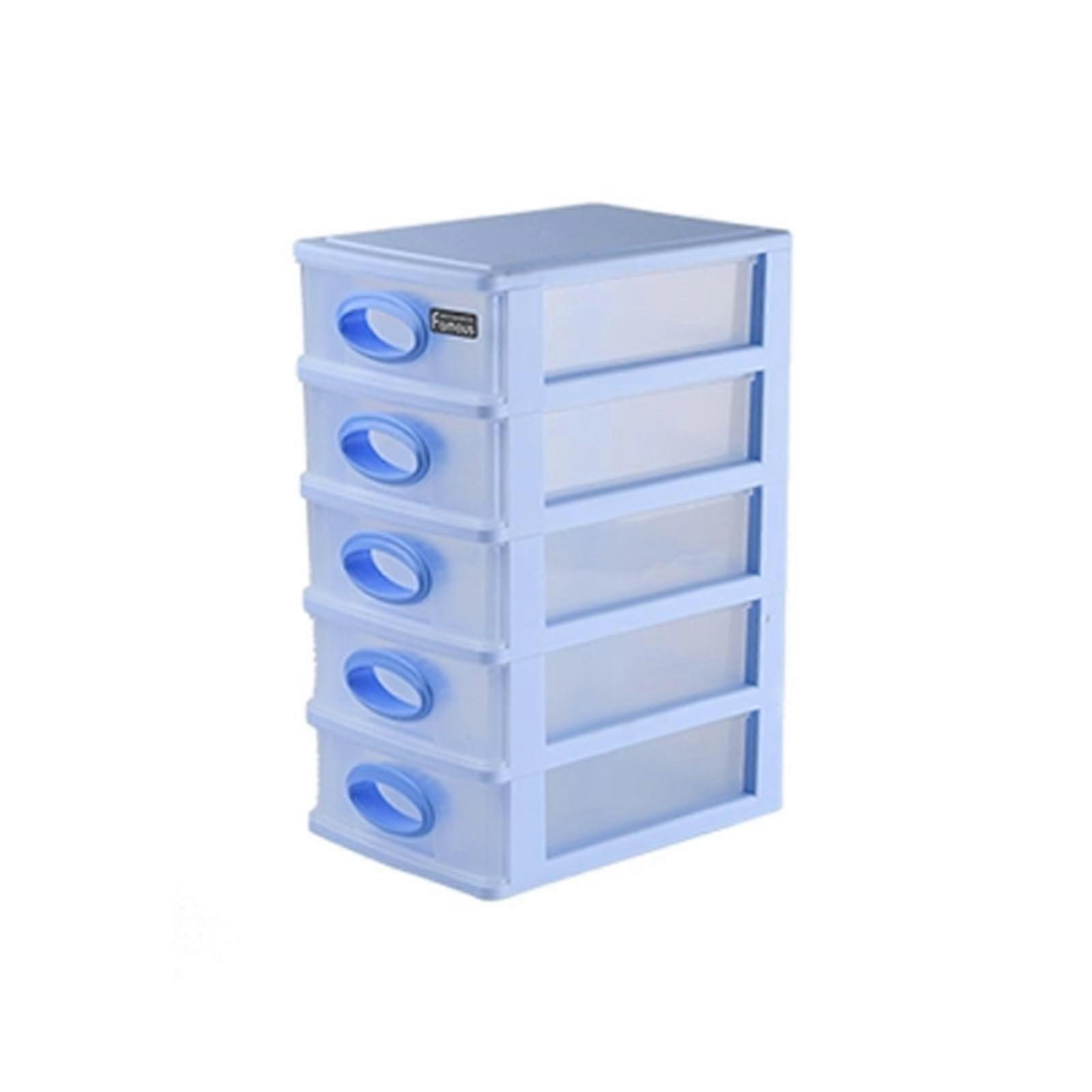 FiveLayer Plastic Storage Drawer Unit Organizer 16 x 22 x 31.5 cm Blue Stackable Plastic Organizer for Craft Supplies