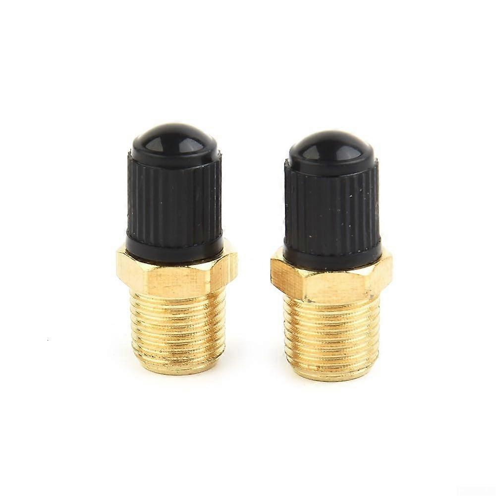 Air Compressor Tank Fill Valve 2Pack, 8Inch NPT, Solid Brass, Hexagonal Body, Black ABS Cap