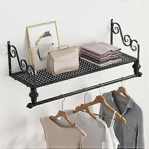 Adjustable WallMounted Clothing Rack With Shelves, Retail Display Stand For Apparel Merchandising, SpaceSaving Fixture