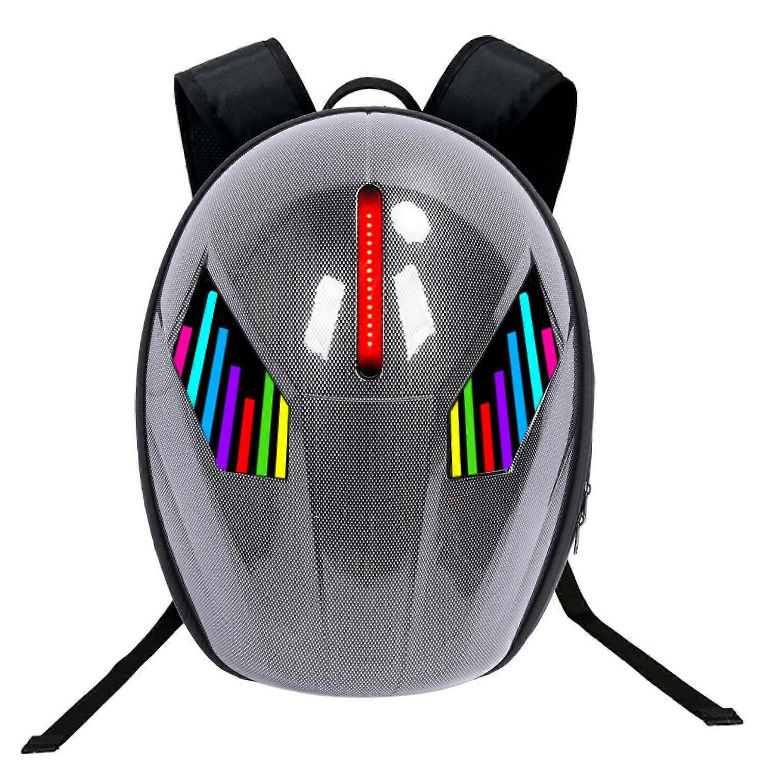 Sac à dos LED rigide grande capacité, étanche, programmable, texture fibre de carbone