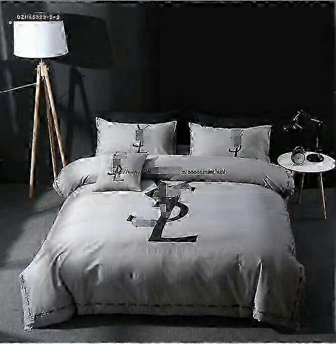 v5482 Lençóis de Luxo Marca Clássico Padrão Impresso Colchas Moda Capa Edredom Conjunto Lençóis IU5482