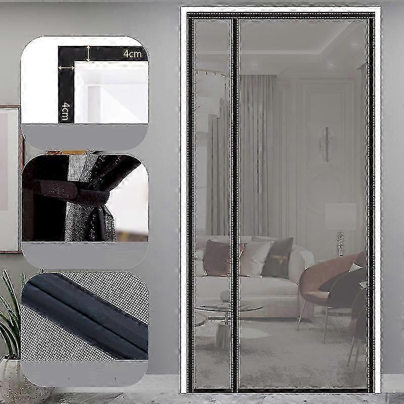 Side Opening Magnetic Screen Door, Reinforced Polyester Top Middle Anti-tearing Mosquito Net Curtain