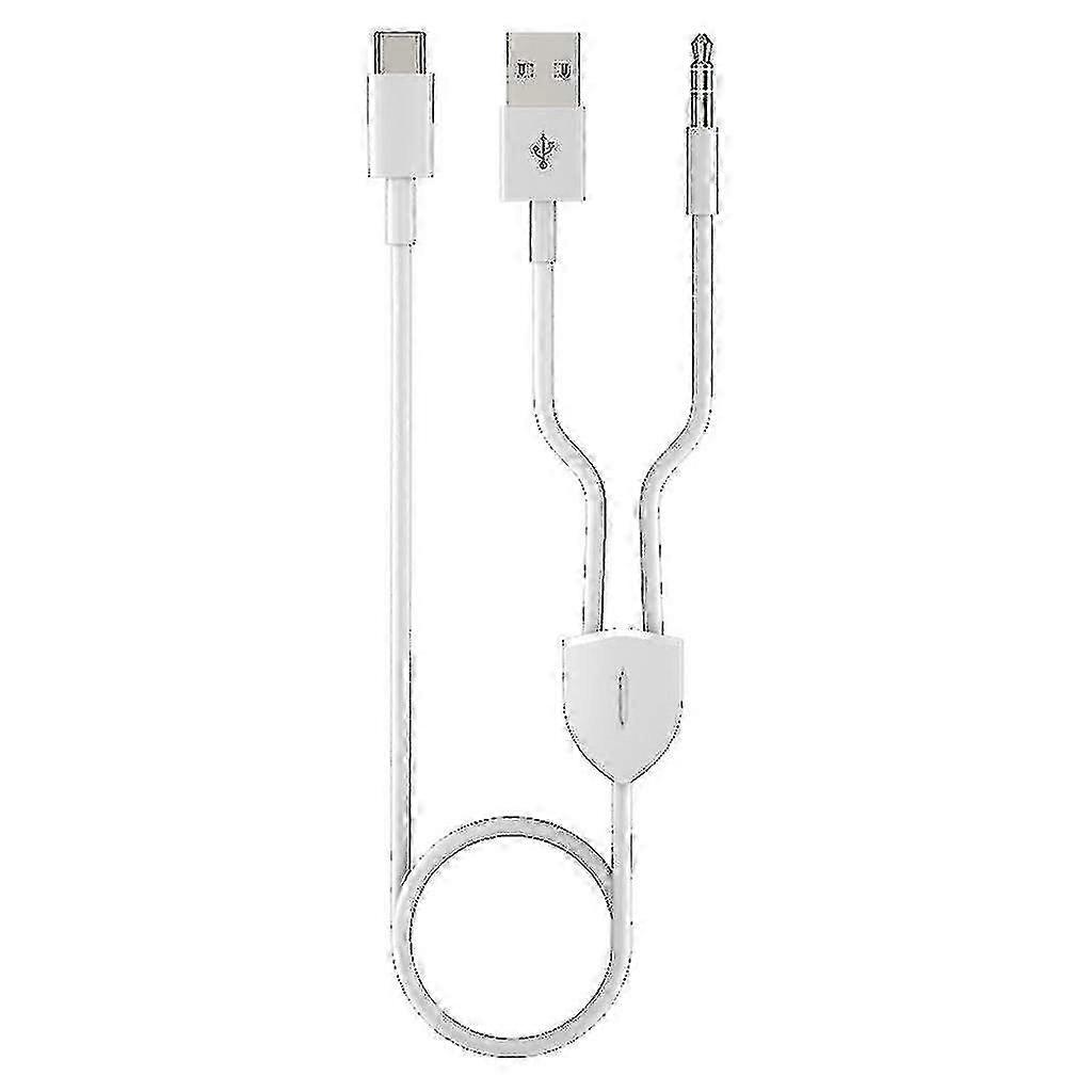 2-in-1 Type-C Car Audio Cable Wire Split 2 Type C to USB A 3.5mm Aux Cable