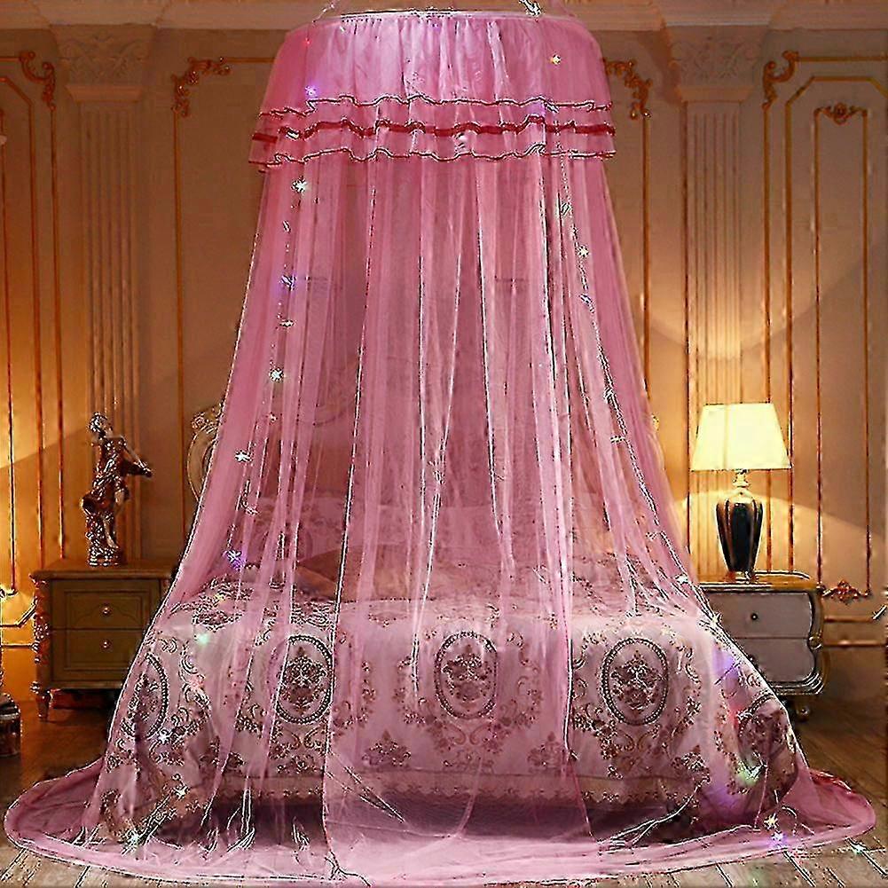 Round Canopy Princess Style Mosquito Net Bed Curtain Netting (Pink ) 2025