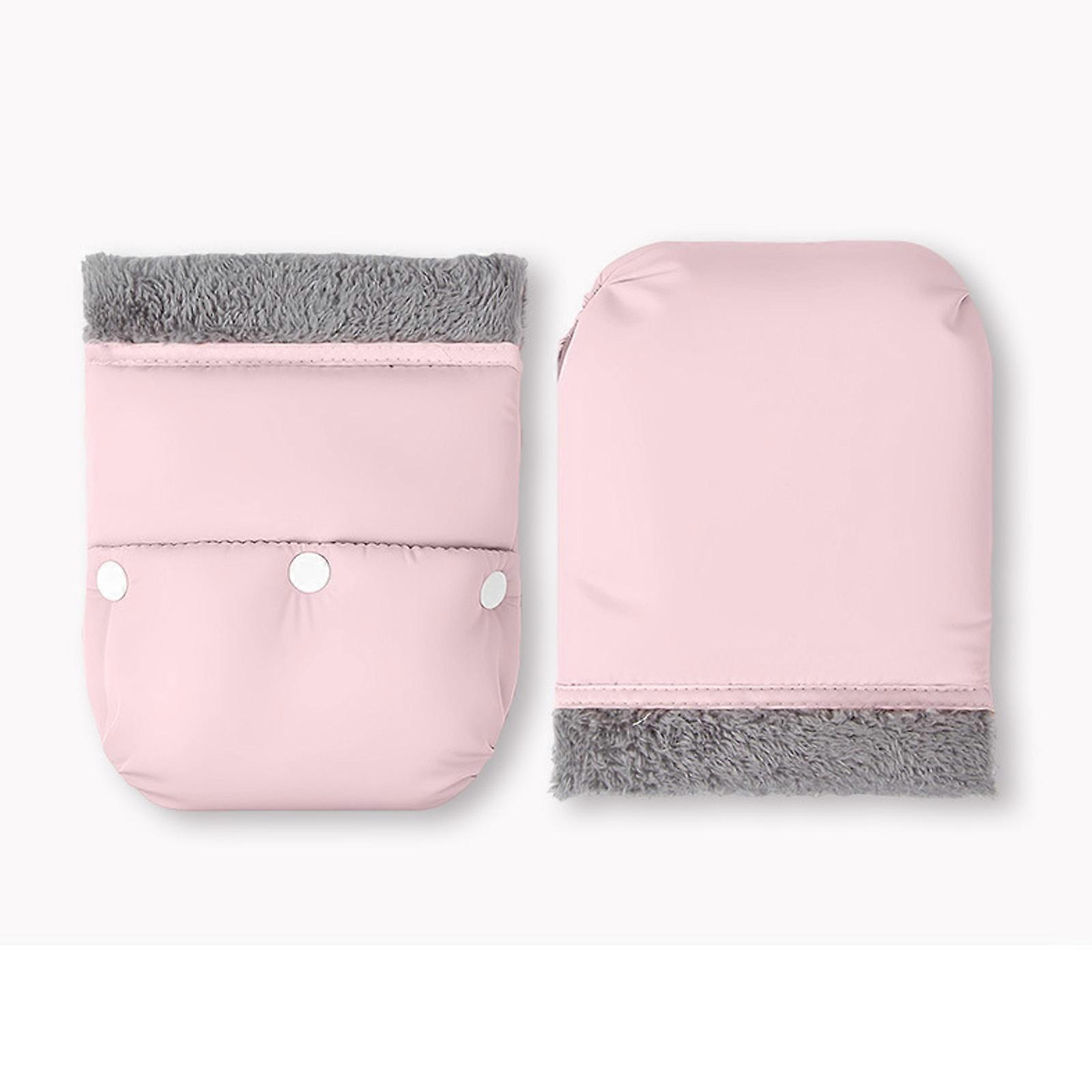 Infant Baby Strollers Handle Mittens Windproof Waterproof Polyester With Quick Snap Buttons and Soft Fleece Lining  Pink