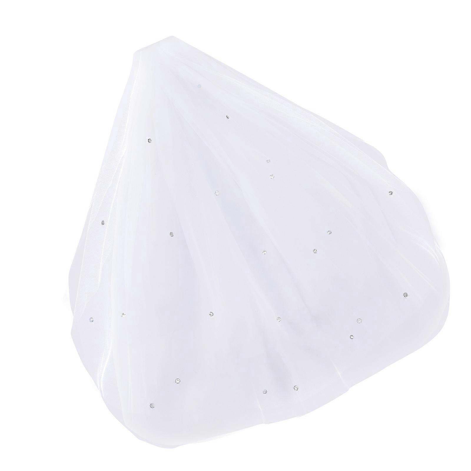 Delicate Rhinestones Wedding Veil Double Layer Crystal Design Soft Mesh Fabric Comfortable Bride Headpiece Multicolor