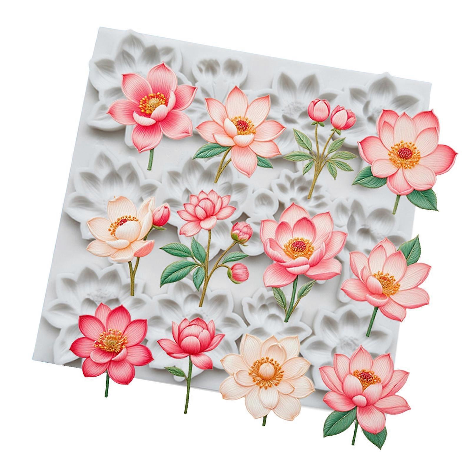 Reusable Heat Resistant Baking Mold With Flower Design For Pastry Soap Making And Ice Multicolor