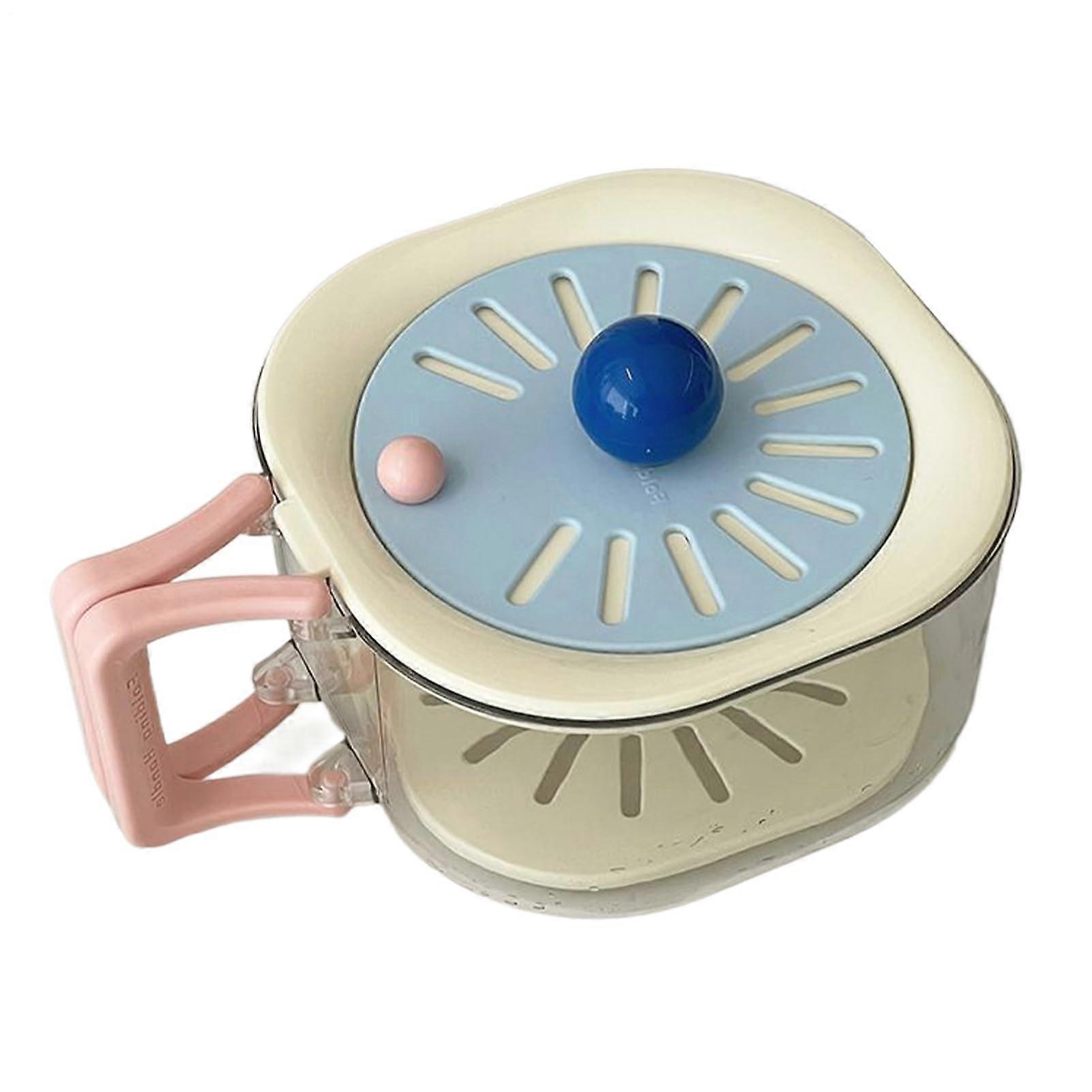 Fruit Strainer 2 In 1 Drainer Container Foldable Handle Fridge Storage Blue For Kitchen Sink Outdoor Picnic