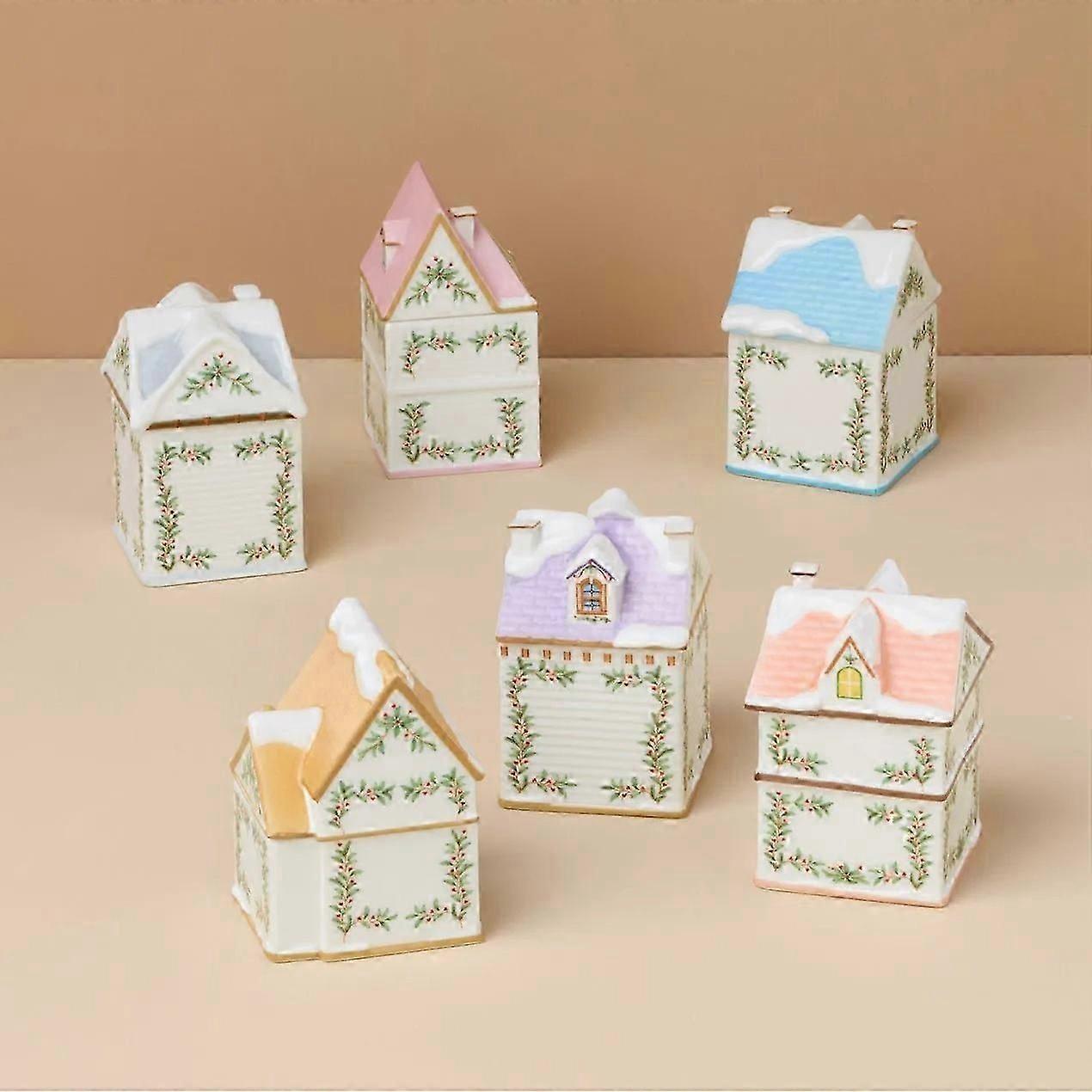 Holiday Village Spice House Set (6PCS)  A Mini Christmas Wonderland for Your Kitchenc
