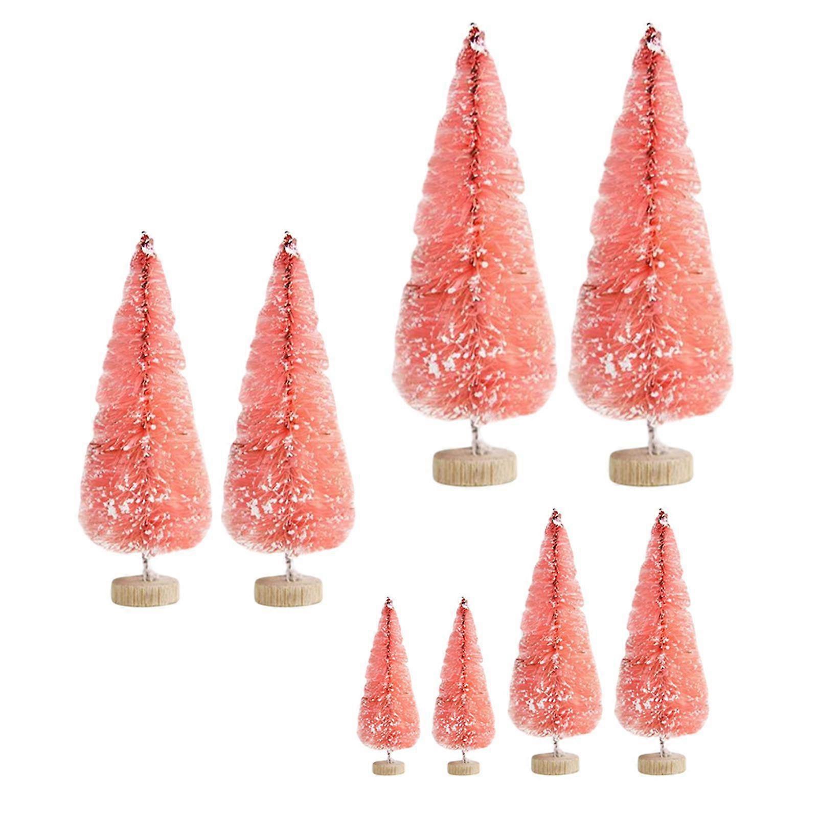 8 Pieces Mini Artificial Christmas Tree Ornaments 4 Sizes Bottle Brush Trees for
