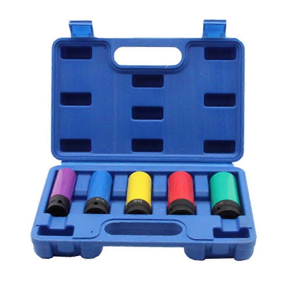 Wheel Protector Impact Socket Set 1/2 Inch Drive Lug Nut Socket, Color-Coded Protective Sleeve(15/17/19/21/22mm)