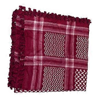 Pañuelo árabe bordado para adultos, estilo shemagh táctico, ideal para actividades al aire libre. También disponible en versión keffiyeh multiusos. Color rojo.