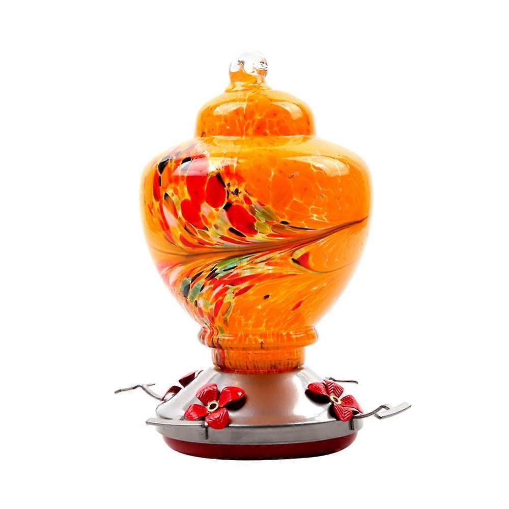 Hummingbird Feeder, Glass Bird Feeder with Colorful Hand Blown Design, Easy Fill & Clean, Includes Hook and Ant Moat