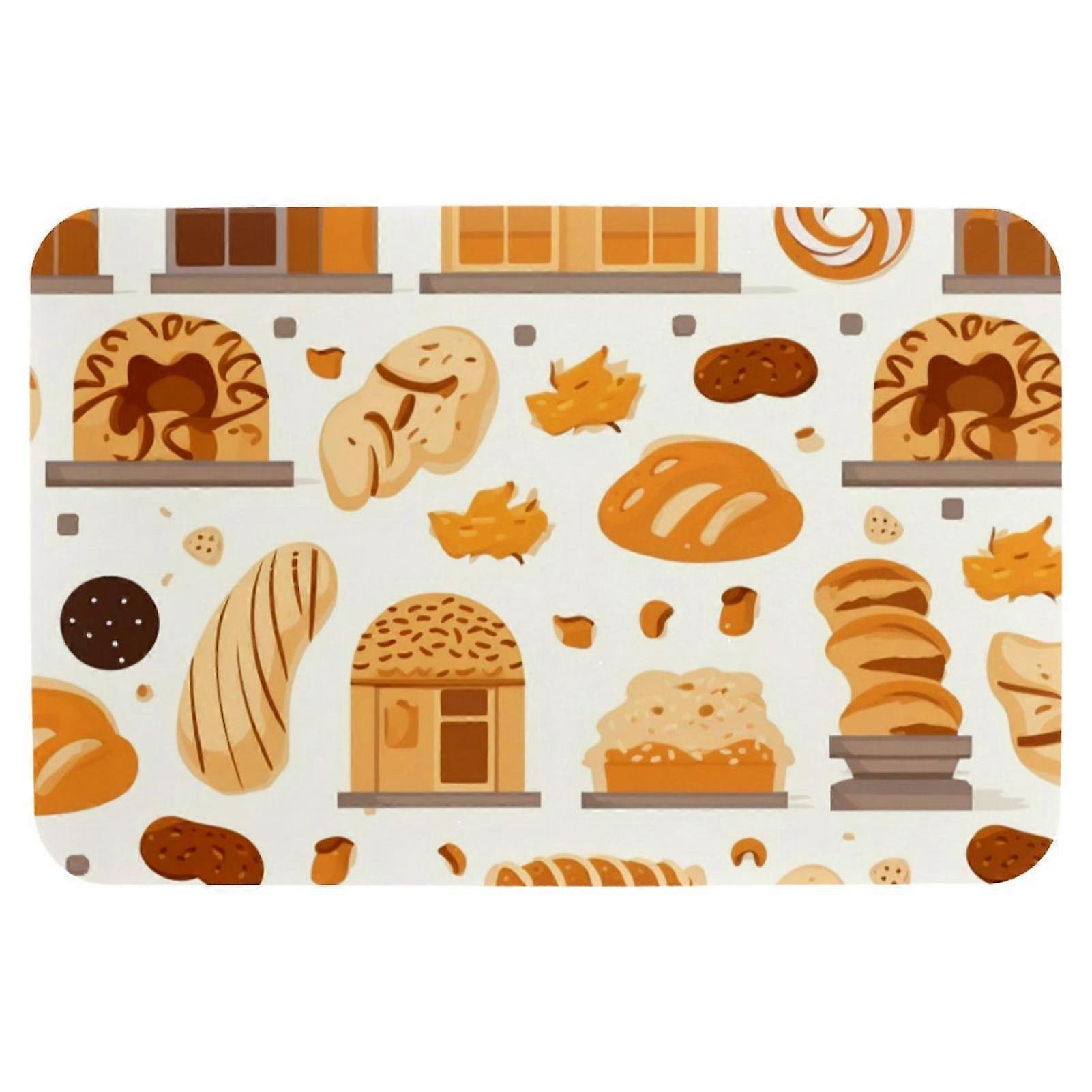 20x31in Bread House Pattern Memory Foam Bath Mat, Machine Washable, Non-Slip, Quick Dry, Super Absorbent, Soft Carpet for Floor