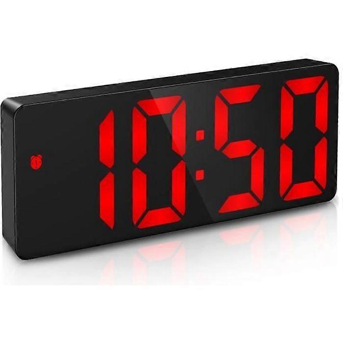 Digital Alarm Clock, LED Alarm Clock with Snooze Function, Adjustable Brightness, with Working Day Mode (Red)