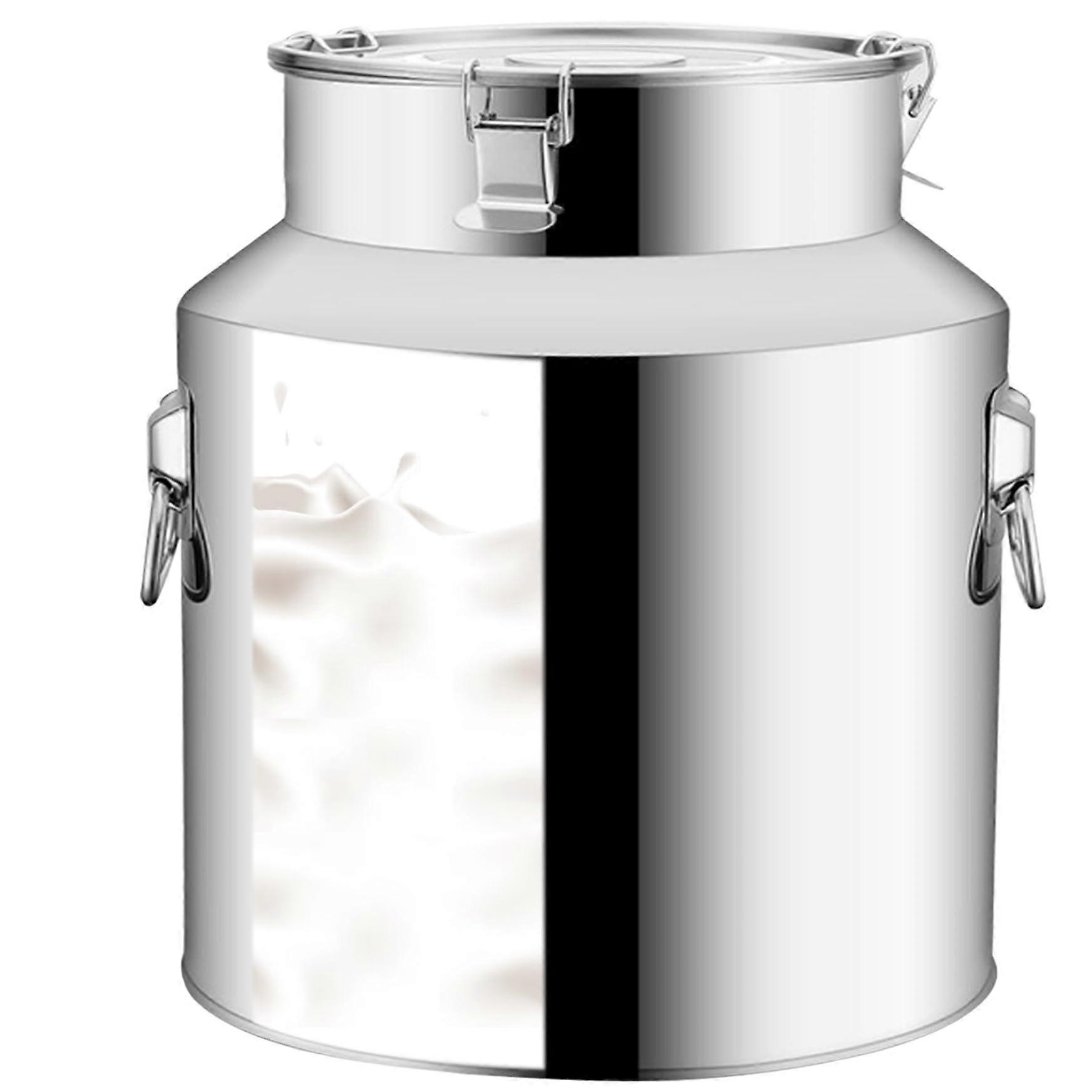 Stainless Steel Milk Can 9L Large Bucket With Lid Carry Handle And Buckle Oil Container For Wine And Beer Storage