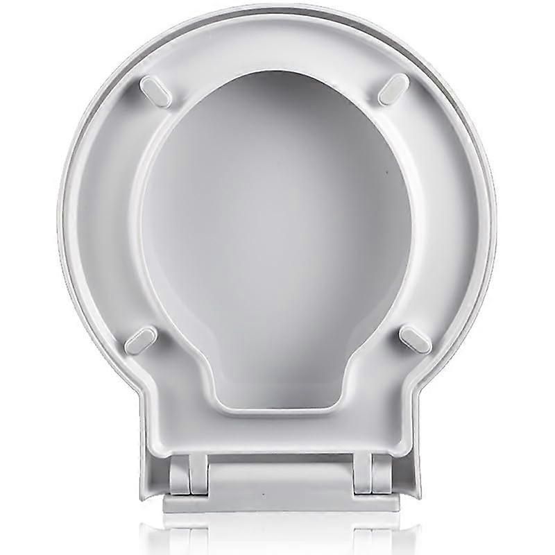 Round Slow Close Toilet Seat with Quick Release, Durable PP, Gloss White, Adjustable Hinges 39x46cm