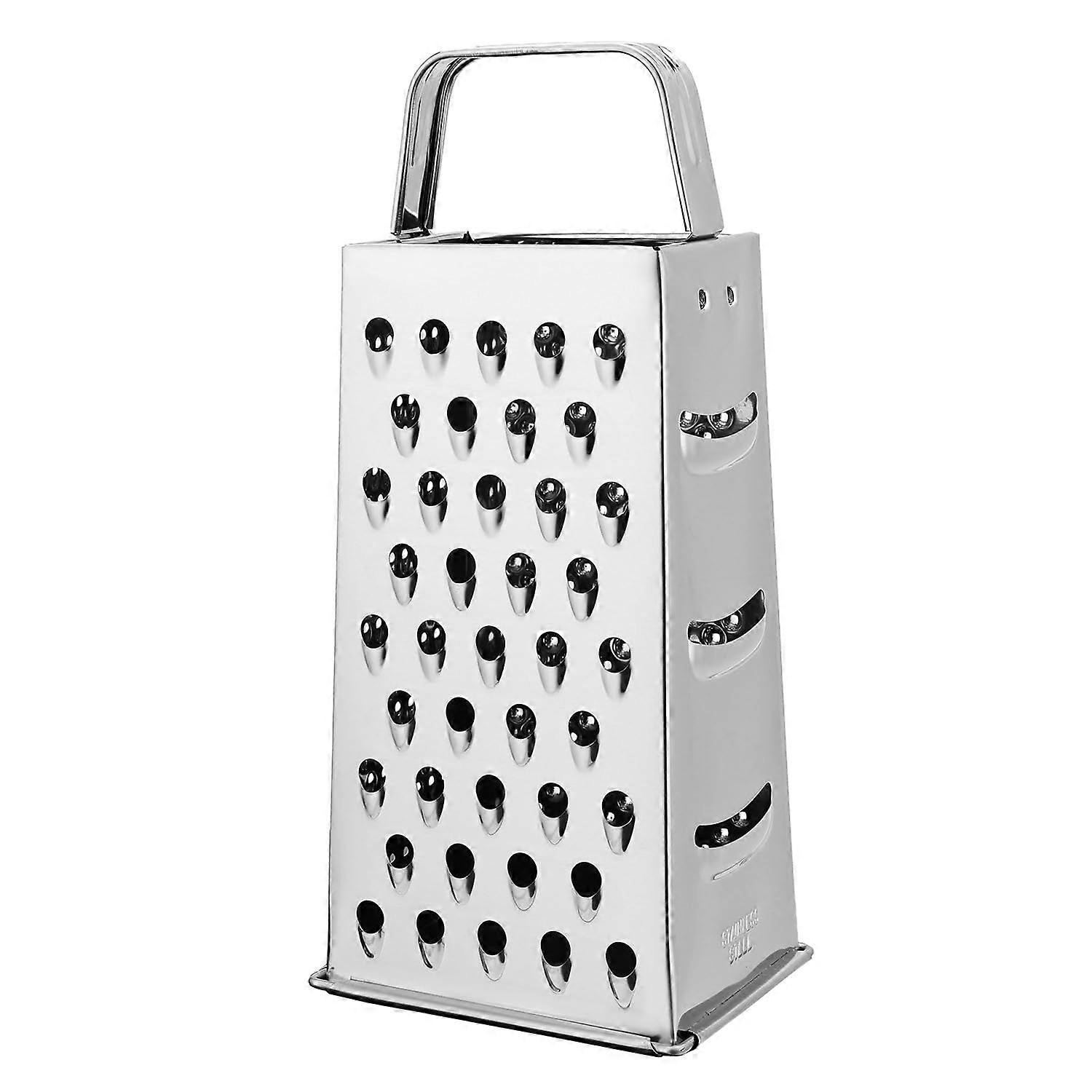 Stainless Steel 4Sided Box Grater 9 Inch with Ergonomic Grip, MultiPurpose Kitchen Tool