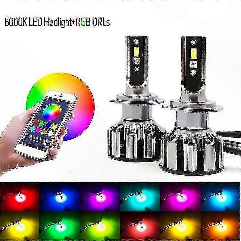 Bluetooth-Controlled RGB LED Headlight Bulbs for Cars - H1 H4 H8 H9 H11 9005 9006-Compatible Edition 1128